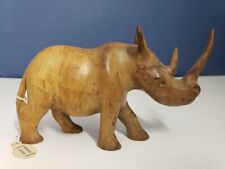 VTG Hand Carved Wooden Rhinoceros Solid Wood Rhino Figurine Made in Kenya 6