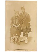 Vtg Scotland RPPC Photo 2 Women in Costume American Indian & Scottish Man Kilt picture