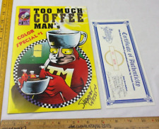 Too Much Coffee Man #1 Color Spec SIGNED Shannon Wheeler comic VF/NM 1990s w/COA picture