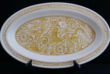 Mid Century MCM Felix Tissot Taxco Ceramic Yellow Cream Handmade Oval Bowl picture