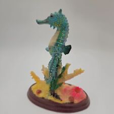 Vintage Polyresin Colorful Turquois Seahorse Figurine, Ceramic World Brooklyn NY picture