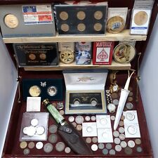 Junk Drawer Coin Lot Barber Half Silver Quarter & Gold Plated Commemorative  picture