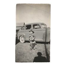 Vintage Snapshot Photo 1940s Cowboy Costume Photographer Shadow Classic Car picture