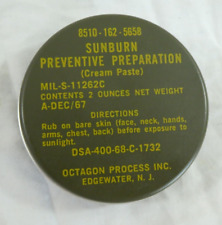 US Army 1968 Sunburn Preventive Preparation Cream Paste Full Can Vietnam War NOS picture