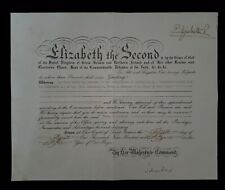 1956 Queen Elizabeth II Signed Royal Presentation Document Royalty Cipher Arms picture
