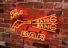 New The Bang Bang Bar Gun Artwork Acrylic Real Glass Neon Light Sign 20