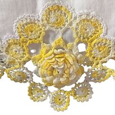 Vintage Crocheted King White Pillowcase Yellow Floral Design at pillow insert picture