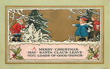 Embossed Christmas Postcard Santa Claus Hides From Children BonTon Art Co. picture