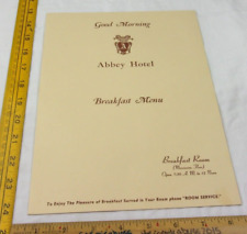 The Abbey Hotel Breakfast restaurant menu 1950s New England area picture