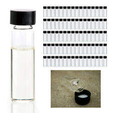 80Pc Bottles Mini Clear Glass Vial Sample Black Cap 1 3/8 4 Ml Gold Panning picture
