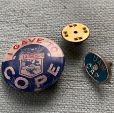 I GAVE TO AFL-CIO COPE Workers Union Pinback Button UAW CAP Diamond 1950s 60s picture