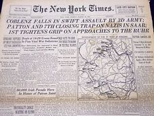 1945 MARCH 18 NEW YORK TIMES - PATTON AND 7TH CLOSING TRAP ON NAZIS - NT 274 picture