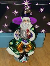 Retired Radko Christmas Glass Ornament Santa Claus With Accordion #6 picture