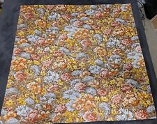 Vintage Cotton Daisy Floral Tablecloth Brown Orange Yellow Gray 42.75