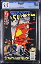🔥Superman #75 NEWSSTAND 1st PRINT CGC 9.8 (DC 1993) Iconic DEATH OF SUPERMAN bo picture