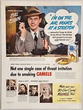 1950 Print Ad Camel Cigarettes Famous Sportscaster Bill Stern Smoking in Booth picture