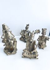 Set of 5 Vintage AFRICAN Bronze Musician Tribal Statues Figurines Sculptures picture