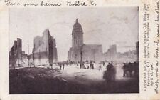 VINTAGE 1906 Postcard  Market and 5th Street FIRE San Francisco CA-2X+ Stamp picture