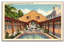 Key West FL Florida Tropical Open Air Aquarium Linen Postcard picture