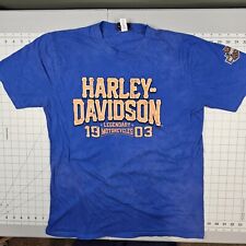 Harley Davidson Tshirt Mens Large Blue Faded Biker Y2K Streetwear Skater Georgia picture