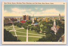 New Haven Green, Showing Three Churches and Taft Hotel New Haven CT Postcard picture