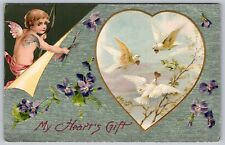 Early Vintage Valentine Postcard My Hearts Gift picture