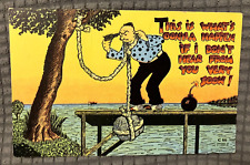 Vintage Linen Postcard - Dark Humor Hanging Suicide Cartoon by E.C. Kropp picture