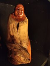 laughing happy buddha wood carved statue picture