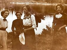OA Photograph 1914 Four Pretty Women Trees Lake Scandinavia Lovely Ladies  picture
