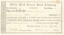 White Lick Gravel Road Co. - Stock Certificate - Early Turnpike Stocks picture