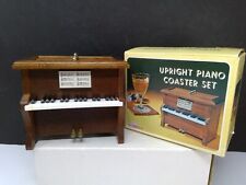 Vintage MCM Bar & Barbecue Products 7 Piece Piano Cork Coaster Boxed Set picture