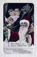 CHRISTMAS - Three Children Are Watching Santa Jolly Christmas Postcard picture