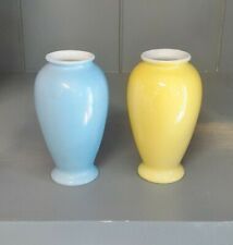 Vtg. Aichi China Set of 2 Small Bud Vases Occupied Japan Yellow Blue Porcelain  picture