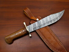 CUSTOM HAND MADE DAMASCUS BLADE STEEL BOWIE HUNTING KNIFE- ROSE WOOD - HB-4398 picture