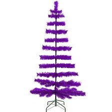 5FT Shiny Purple Tinsel Christmas Tree Metal Stand Included 60in Tall picture
