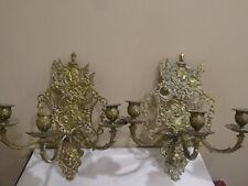 Antique Mid19th Century Napoleon III 3Branch French Bronze Wall Candle 2 Sconces picture