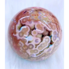Druzy Pink 8th Vein Ocean Jasper Sphere, Old Stock Pink Orbicular Jasper Ball picture