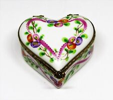 LIMOGES FRANCE BOX - CHAMART - FLORAL HEART - FLOWERS & RIBBONS - NEIMAN MARCUS picture