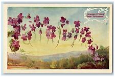 Language Of Flowers Postcard Violet Faithfulness c1910's Unposted Antique picture