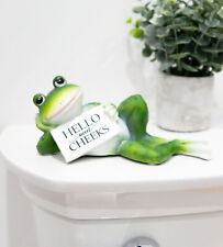 Corny Green Frog With Hello Sweet Cheeks Sign Decorative Toilet Topper Figurine picture