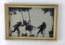 Vintage Silhouette Framed Art From Art Publ Chicago Victorian Lady Rope Swing picture