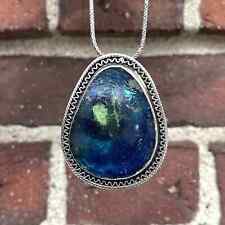 Roman Glass (indigo teardrop) vintage pendant necklace healing crystal picture