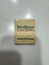Vintage Tony Roma’s Matchbook Ribs Restaurant & Lounge Collect Full Unstruck Ad picture