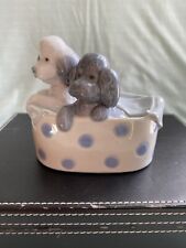 Nao by Lladro Poodles Puppies In A Basket With Dots Figurine Cats and Dogs picture