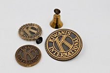 Vintage Kiwanis International Lot with Brass Bell and 3 Bronze and Metal Emblems picture