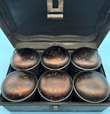 Antique Victorian Toleware Tin Box & 6 Spice Canisters Old Kitchen Spices Decor picture