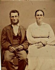 C.1860/70s Tintype Married Elderly Couple Intense Eyes Tinted Cheeks Men Women picture