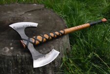 Double blade Battle axe functional - Viking double sided axe with leather sheath picture