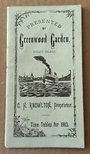 Rare 1883 Greenwood Garden Peaks Island Maine Steamboat Timetable Amusement Park picture