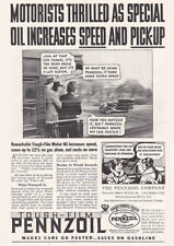 1934 Pennzoil: Motorists Thrilled As Special Oil Increases Vintage Print Ad picture